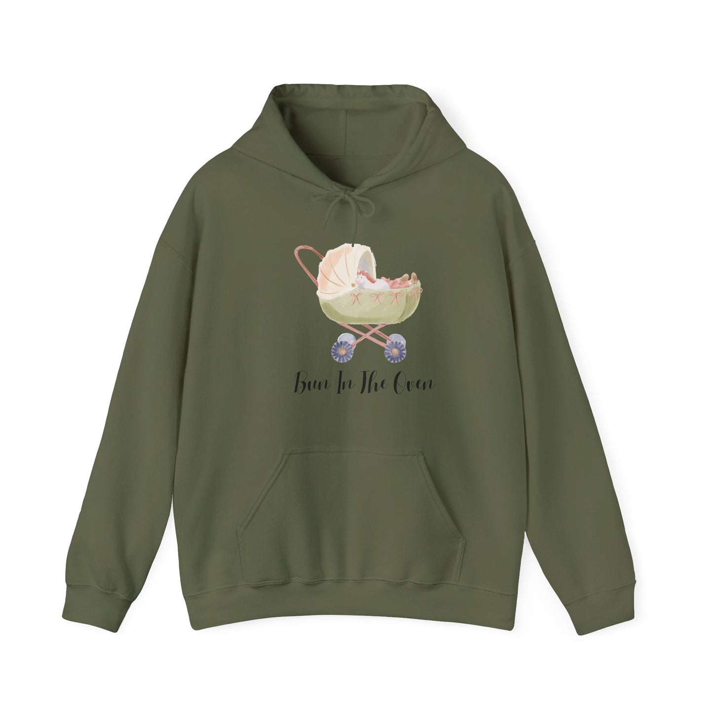 Bun In The Oven Unisex Heavy Blend™ Hooded Sweatshirt Pregnancy Baby Bump Pullover Hoodie Sweater