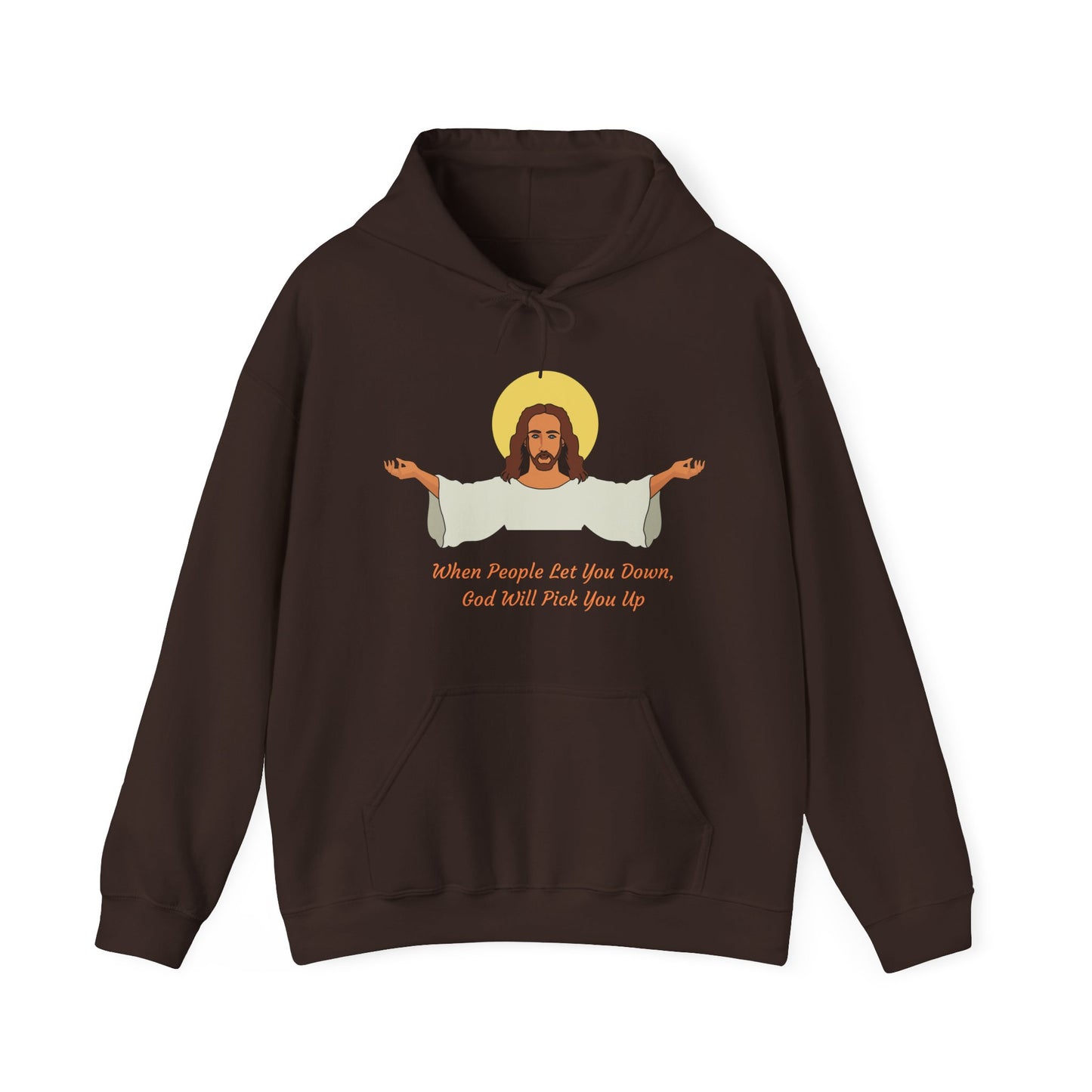 When People Let You Down God Will Pick You Up Unisex Heavy Blend Hooded Sweatshirt Religious Faith Pullover Hoodie Sweater