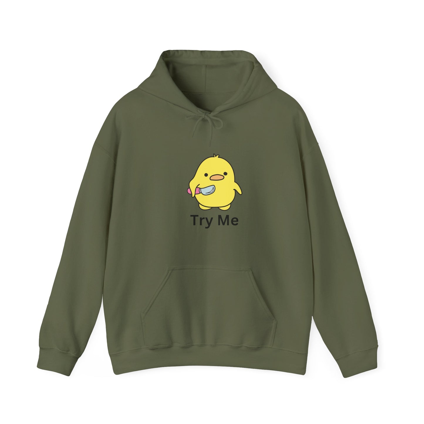 Try Me Hoodie Unisex Heavy Blend Hooded Sweatshirt Mad Crazy Duck Pullover Sweater