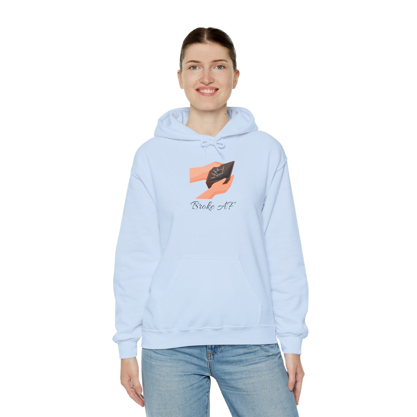 Broke AF Unisex Heavy Blend™ Hoodie - "Broke AF" Hooded Sweatshirt Pullover Struggle