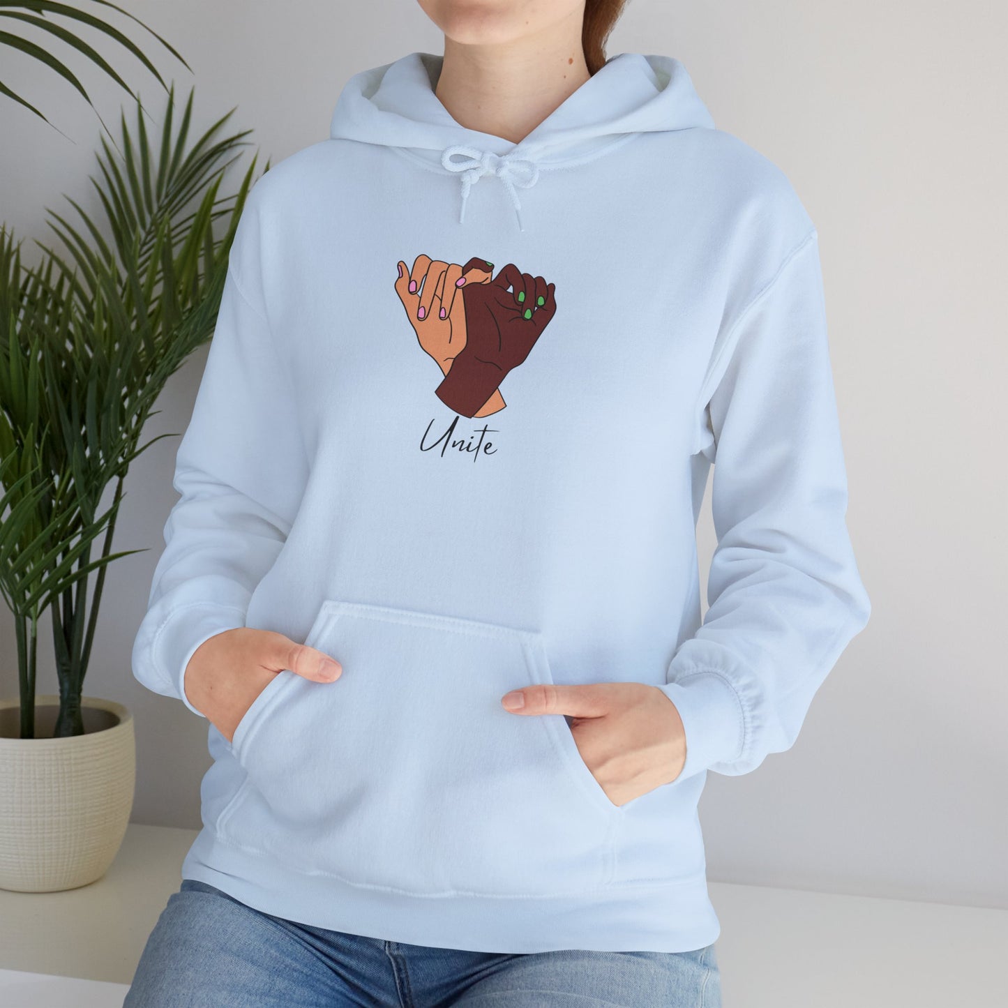 Unite Sweater Pullover Unisex Hoodie - 'Unite' Graphic Sweatshirt for Social Awareness and Solidarity