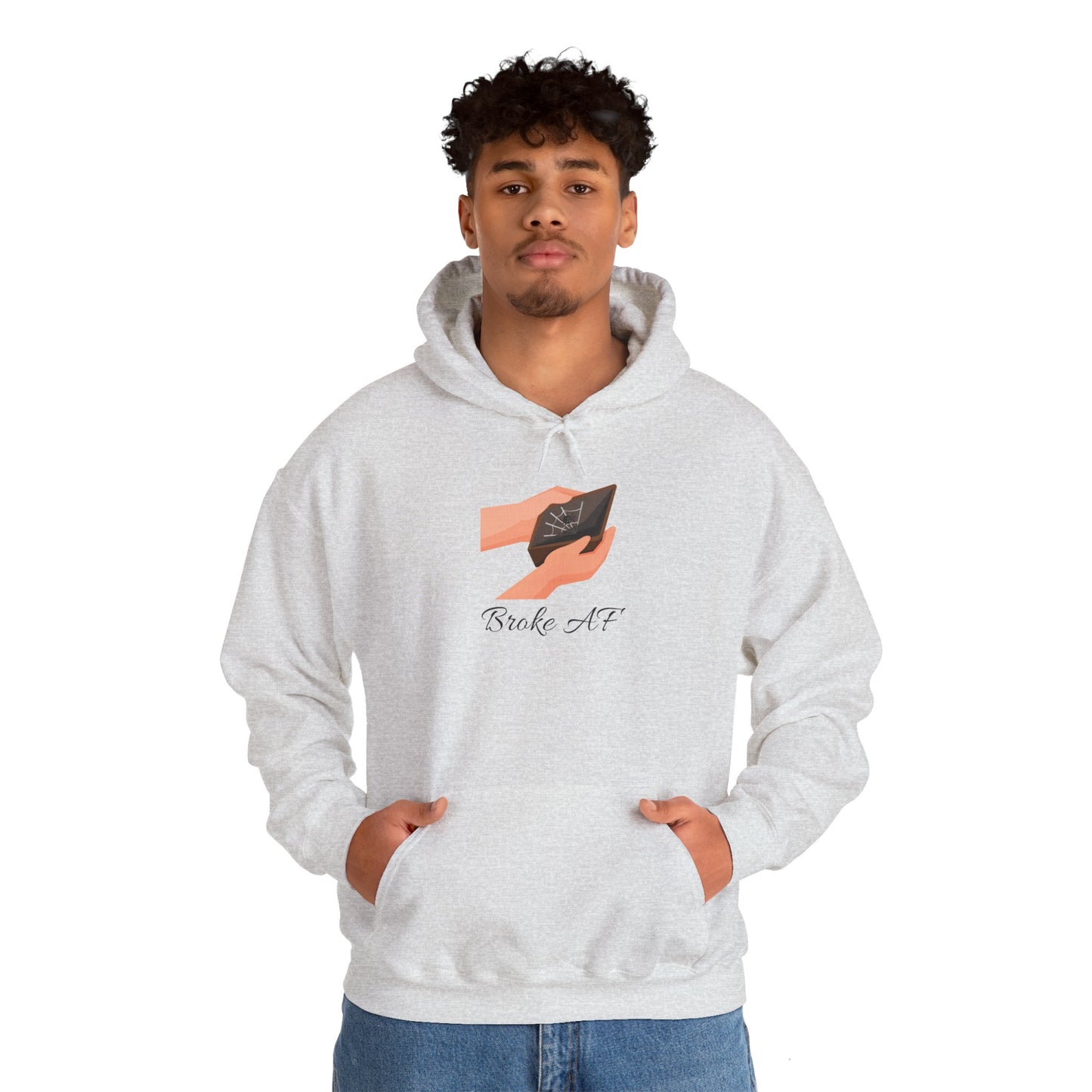 Broke AF Unisex Heavy Blend™ Hoodie - "Broke AF" Hooded Sweatshirt Pullover Struggle