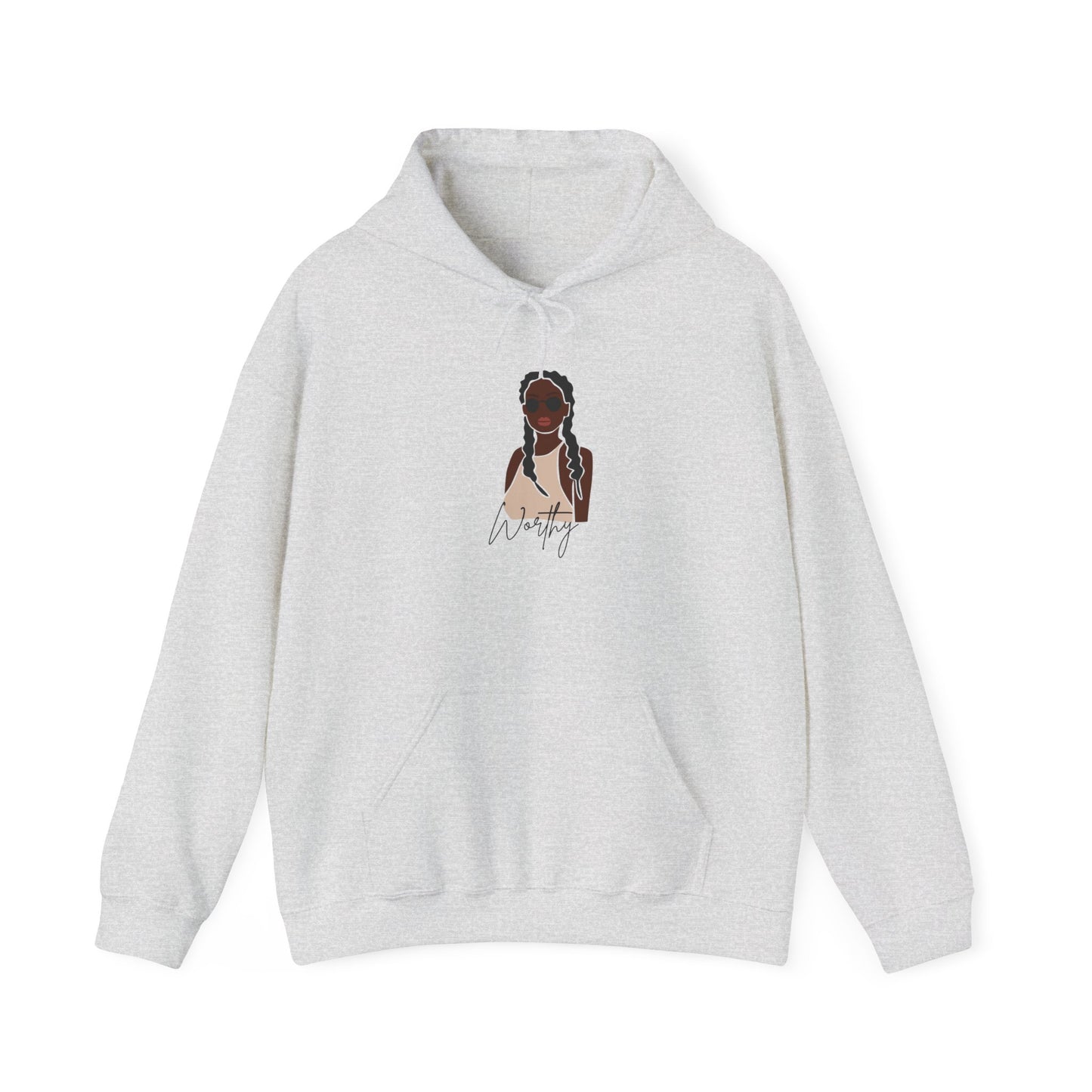 Worthy Hoodie Pullover Black Women's Empowerment Sweater Hooded Sweatshirt