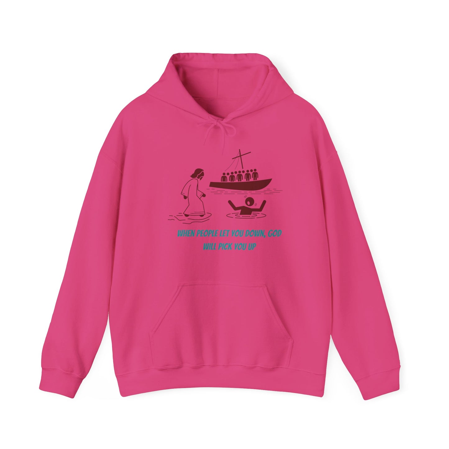 When People Let You Down, God Will Pick You Up Unisex Heavy Blend Hooded Sweatshirt Faith Religious God Church Bible