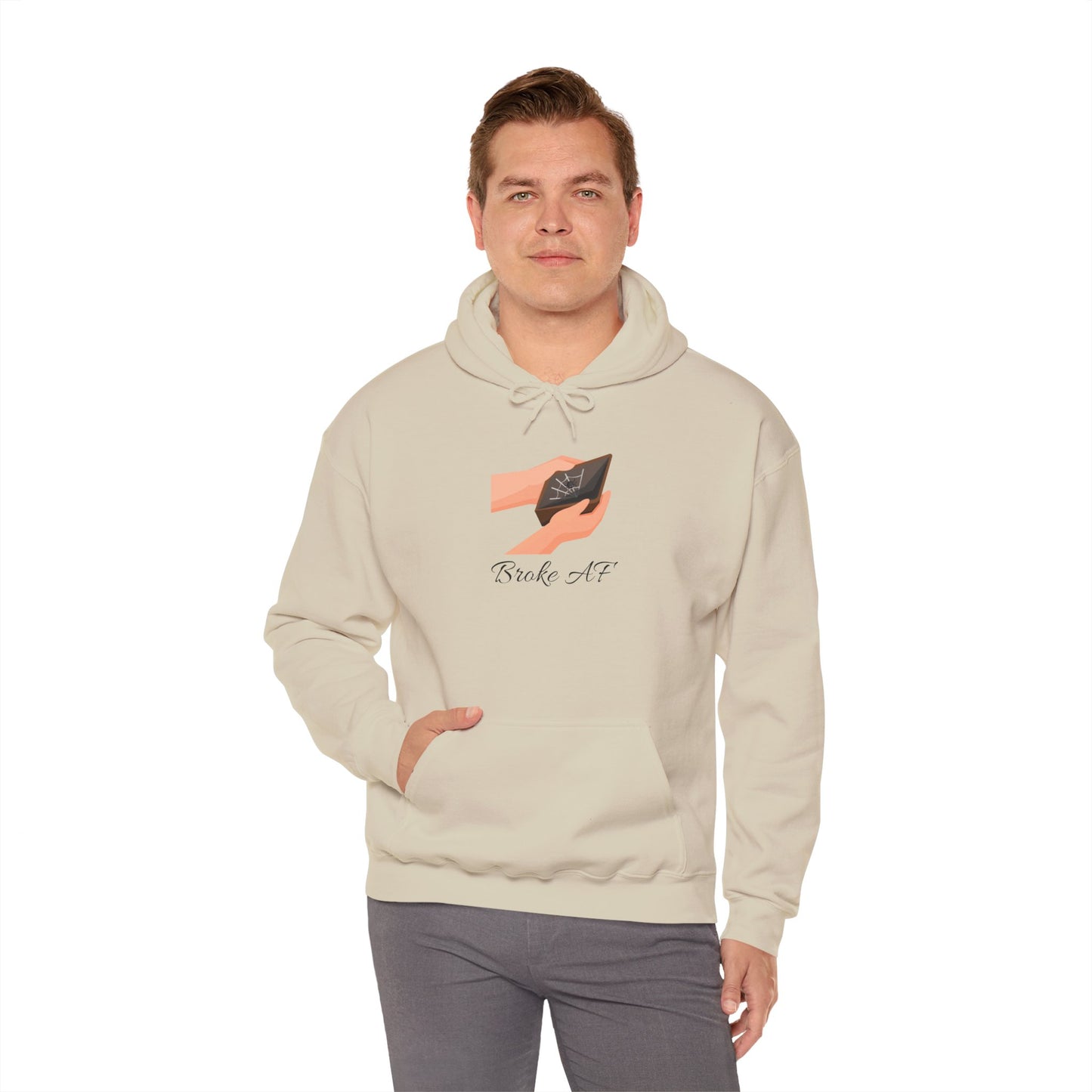 Broke AF Unisex Heavy Blend™ Hoodie - "Broke AF" Hooded Sweatshirt Pullover Struggle