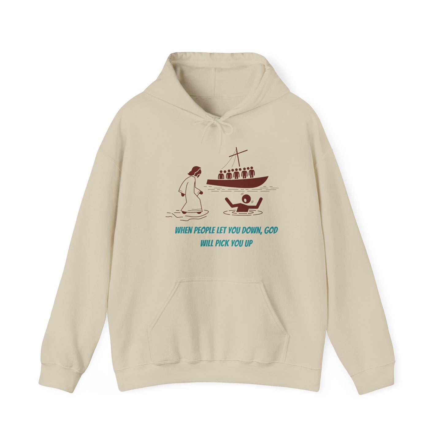 When People Let You Down, God Will Pick You Up Unisex Heavy Blend Hooded Sweatshirt Faith Religious God Church Bible