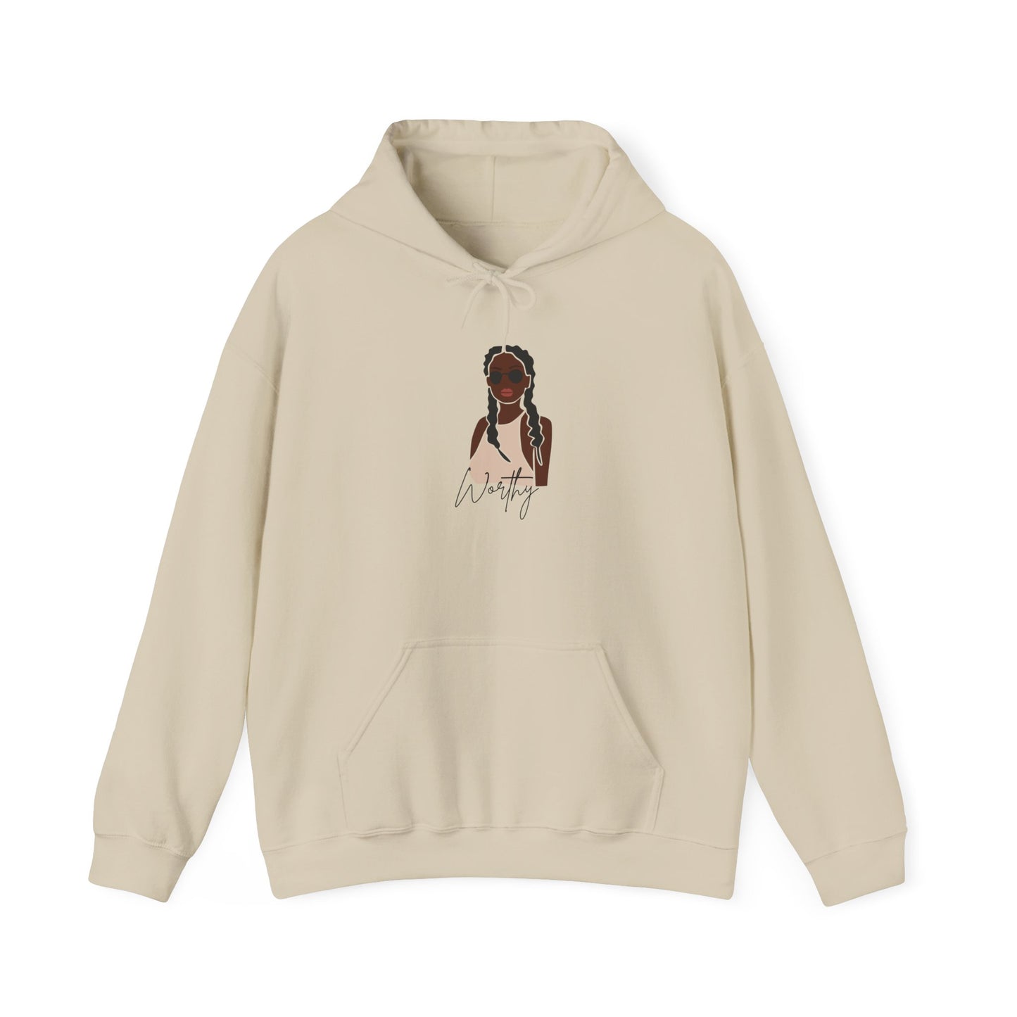 Worthy Hoodie Pullover Black Women's Empowerment Sweater Hooded Sweatshirt