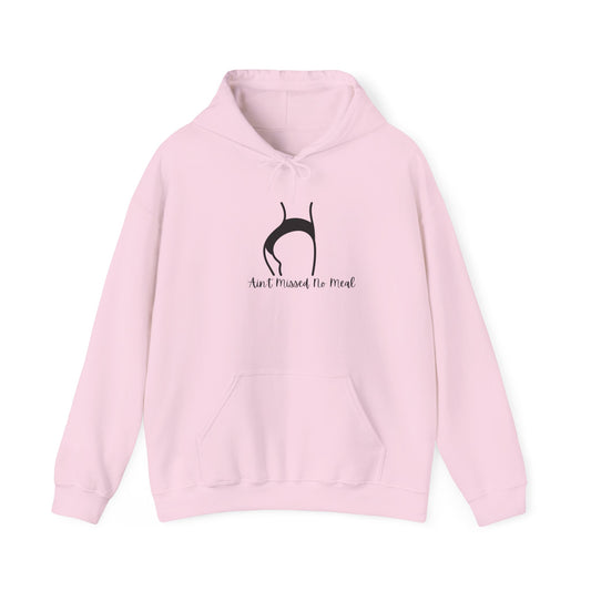 Ain't Missed No Meal Hoodie, Cozy Unisex Hooded Sweatshirt for Food Lovers Funny Pullover Sweater